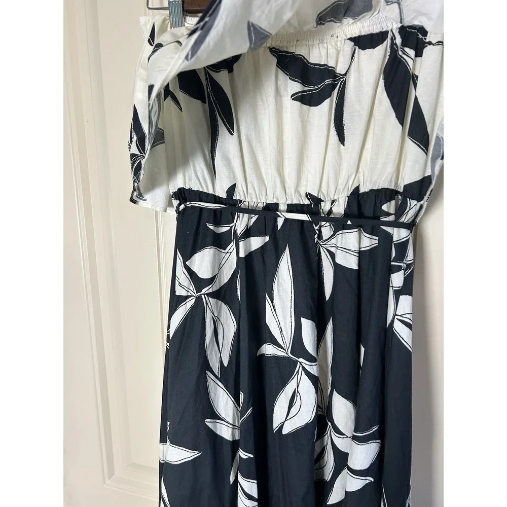 Stitch & Feather Side Slit Strapless Maxi Dress Sz M Black/Beige Resort Cocktail - Picture 5 of 10